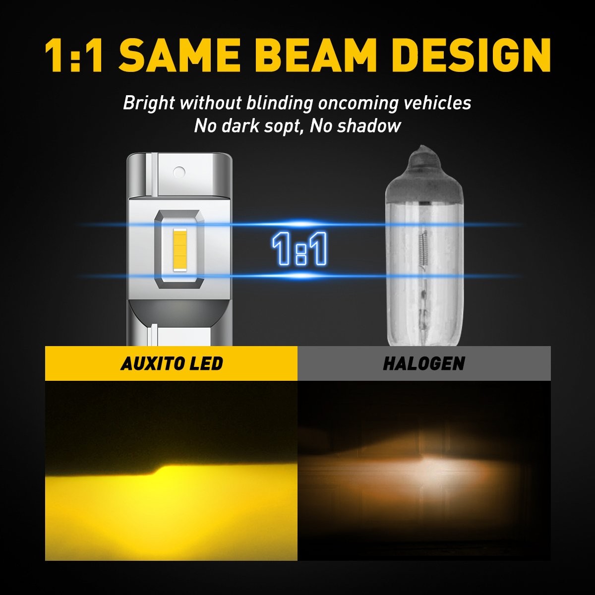 2 Pack H11 H8 H9 LED Fog Light Bulb Fanless High Brightness 3000K Golden Yellow