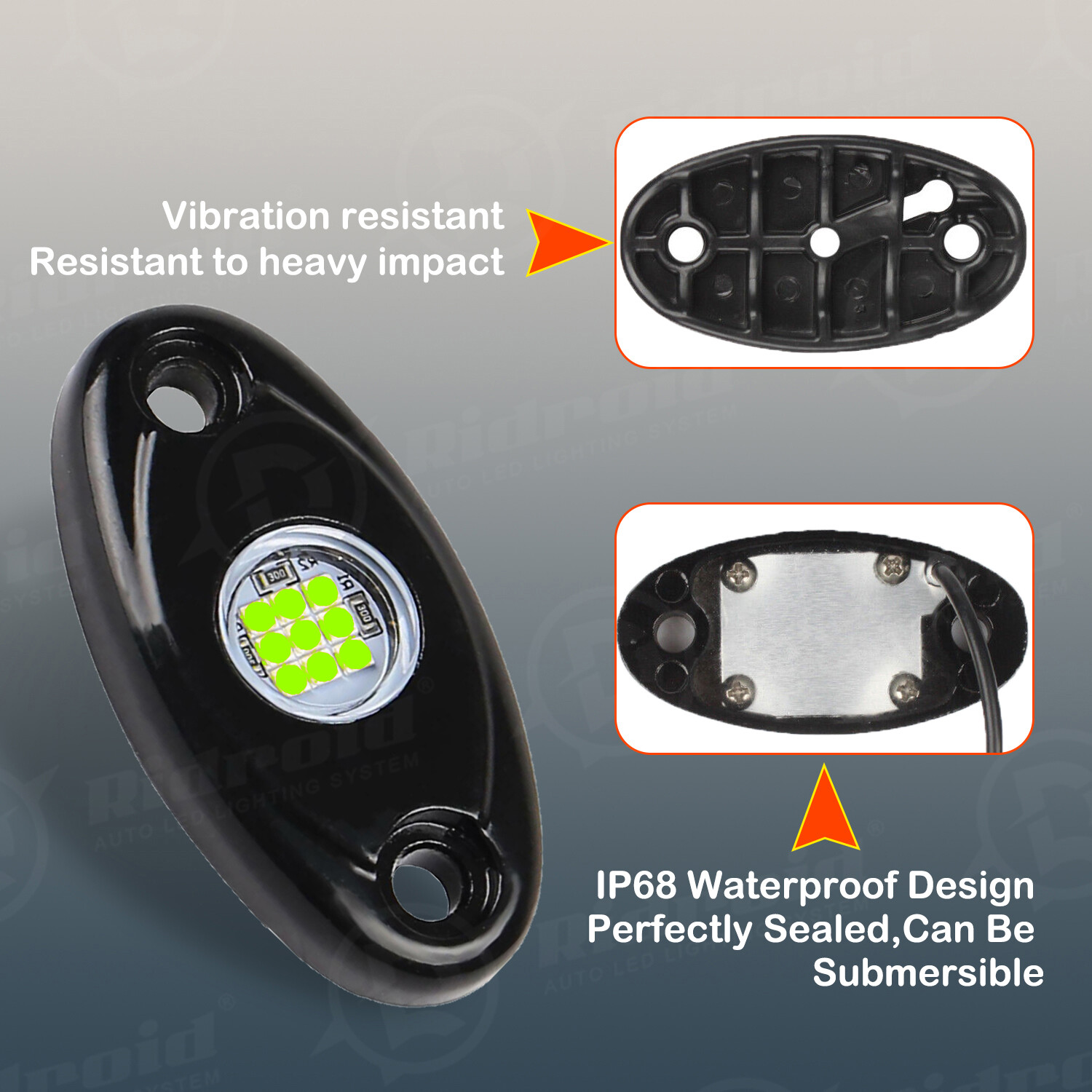 4X Green LED Rock Lights Underbody Glow Pods for Harley Honda Yamaha Motorcycle