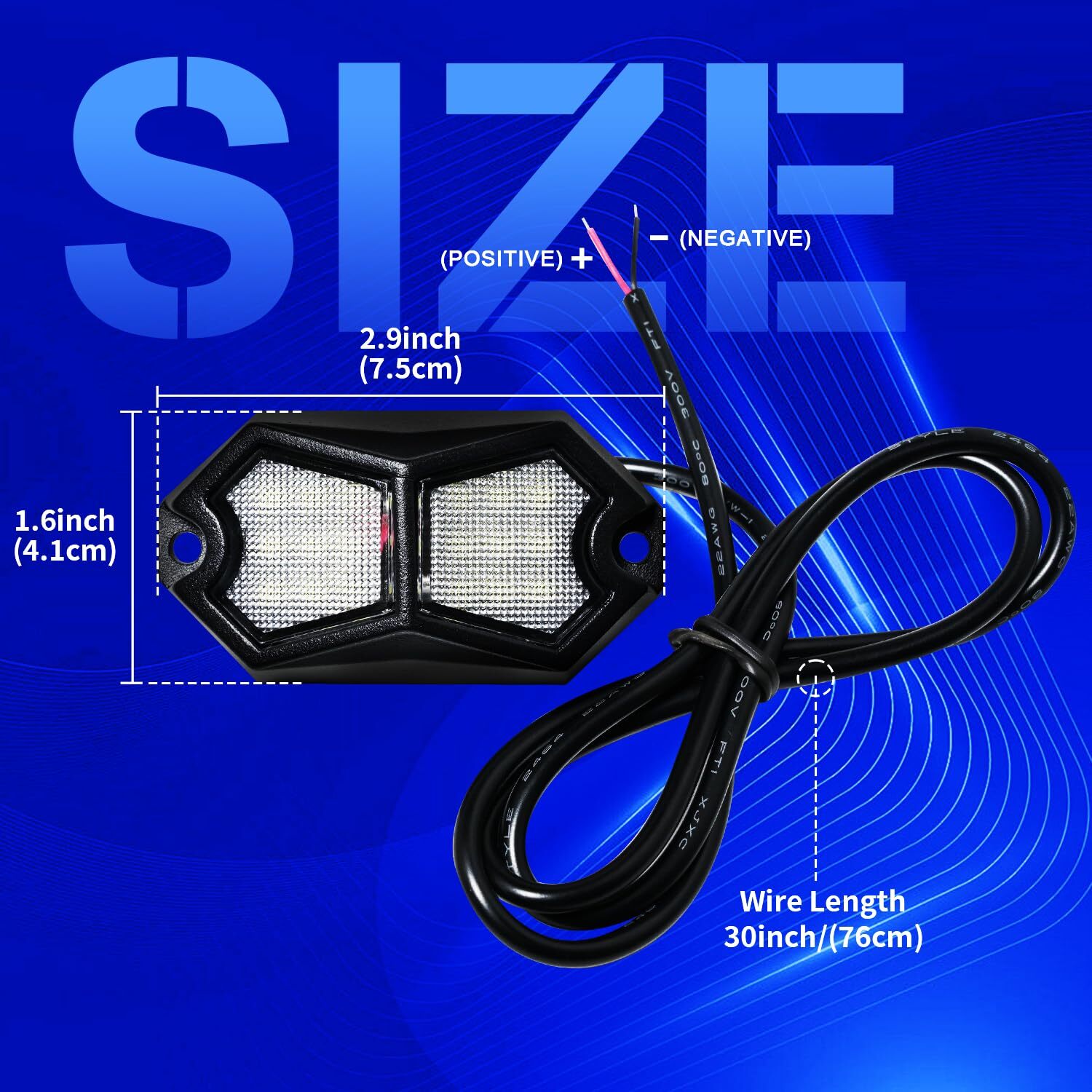 Led Rock Lights White 4 Pods 18LEDs 210 Degree Wide Angle IP68 Waterproof Alu…