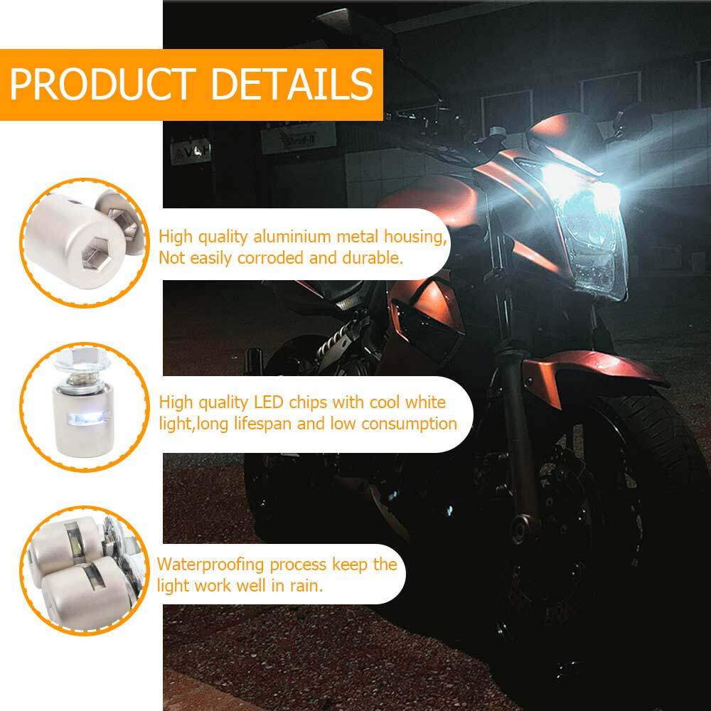 1pair Silver Mini LED License Plate Lights M6 Screw Bolt White Lights Universal