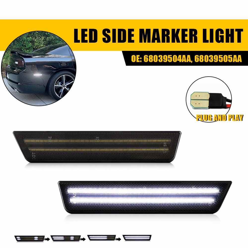 Cold White LED Rear Side Bumper Marker Signal Lamps For Dodge 08-14 Challenger A
