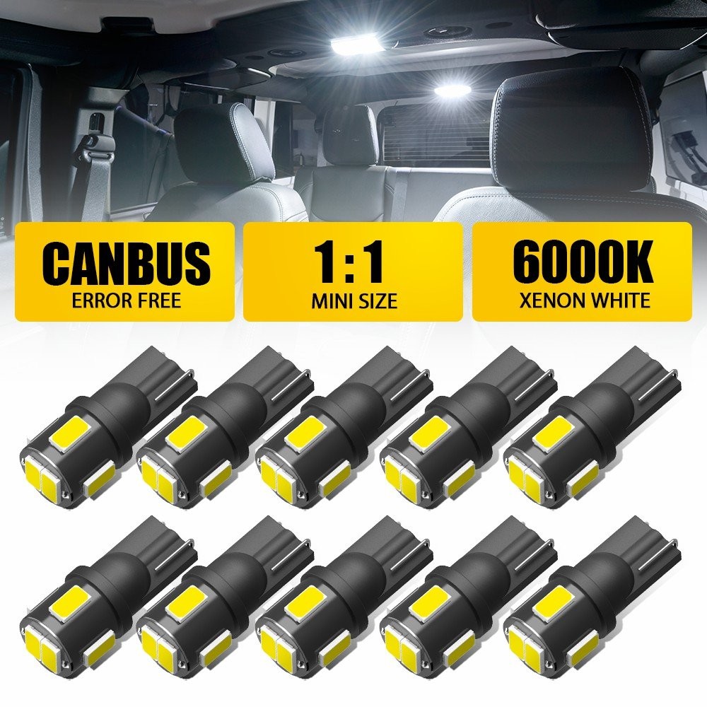 T10 194 LED License Plate Door Map Light Bulb Kit 5630SMD 6000K White 10-100PCS