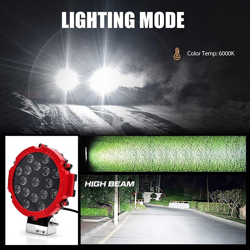 7“ inch Round LED Pods Work Light Bar Driving Fog Headlight Truck Off Road 4WD
