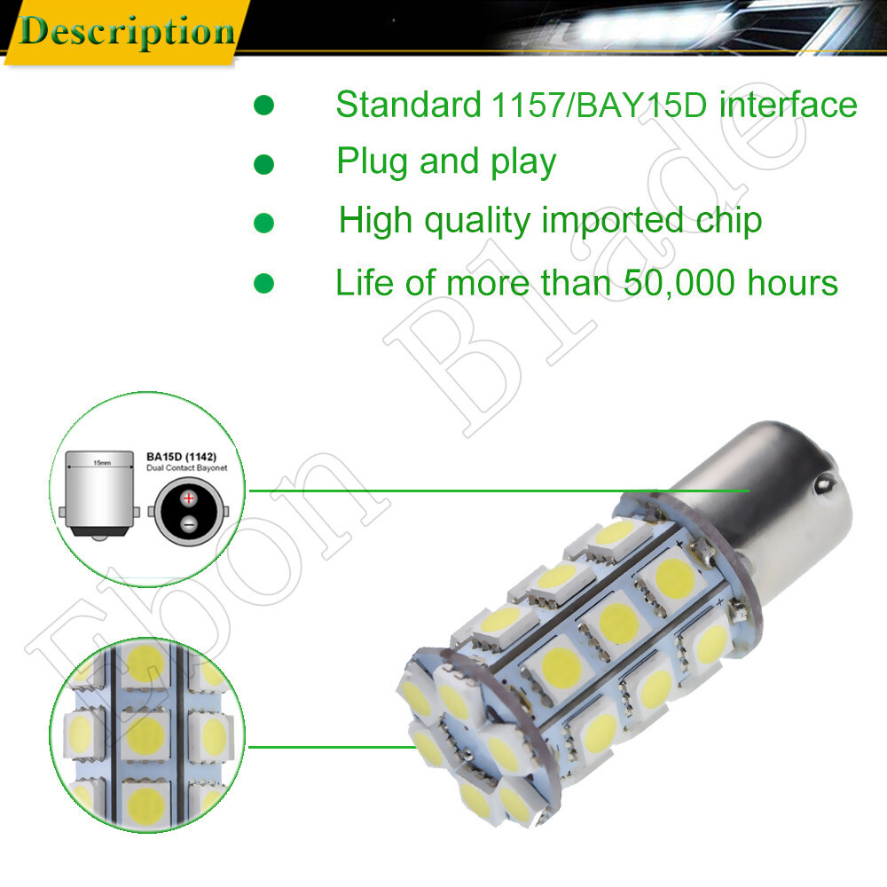 2 x 6V 6 Volt LED BA15D 1142 LIGHT GLOBE WHITE 27 SMD Caravan Car Auto Indicator
