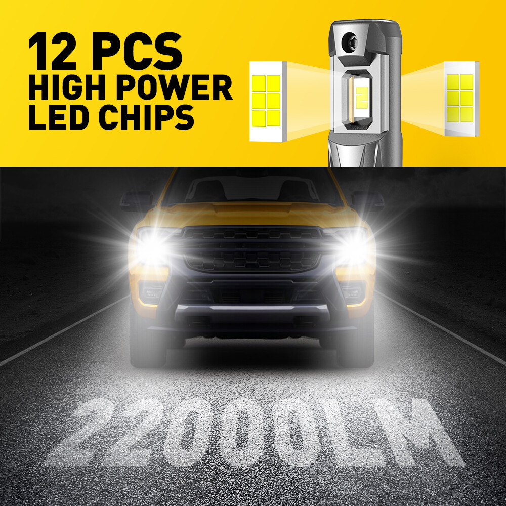 AUXITO 9012 HIR2 LED Headlight Kit Bulb High Low Beam White 50000LM Super Bright