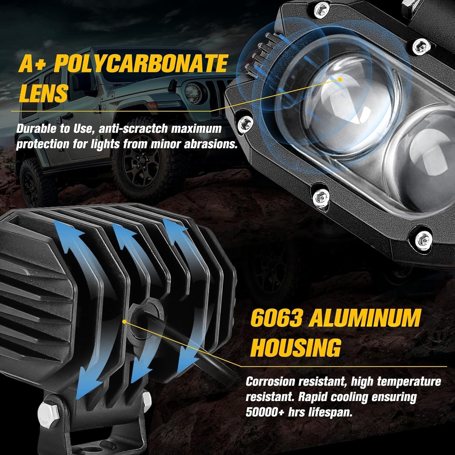High-Quality Aluminum Housing LED Pod Spot Lights 2PCS – Waterproof Fog Lights