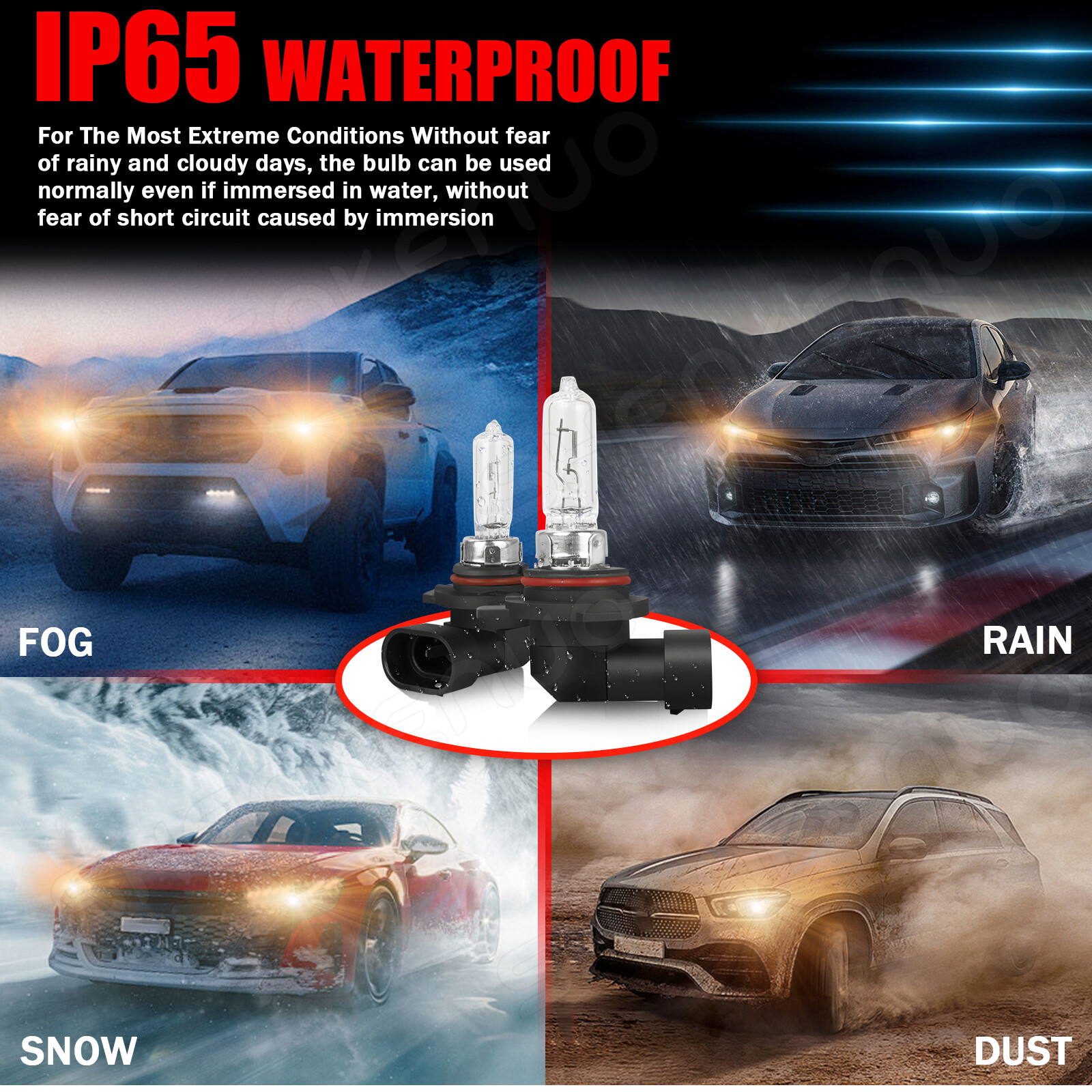 2x 9012/HIR2 Halogen 55W Low-Beam Car Headlight Bulbs Clear Glass Replacement BF
