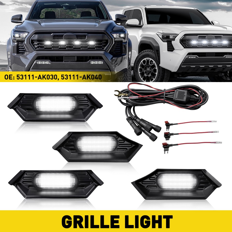 Front Bumper Grille Center White Light LED DRL For 2024 2025 Toyota Tacoma TR D