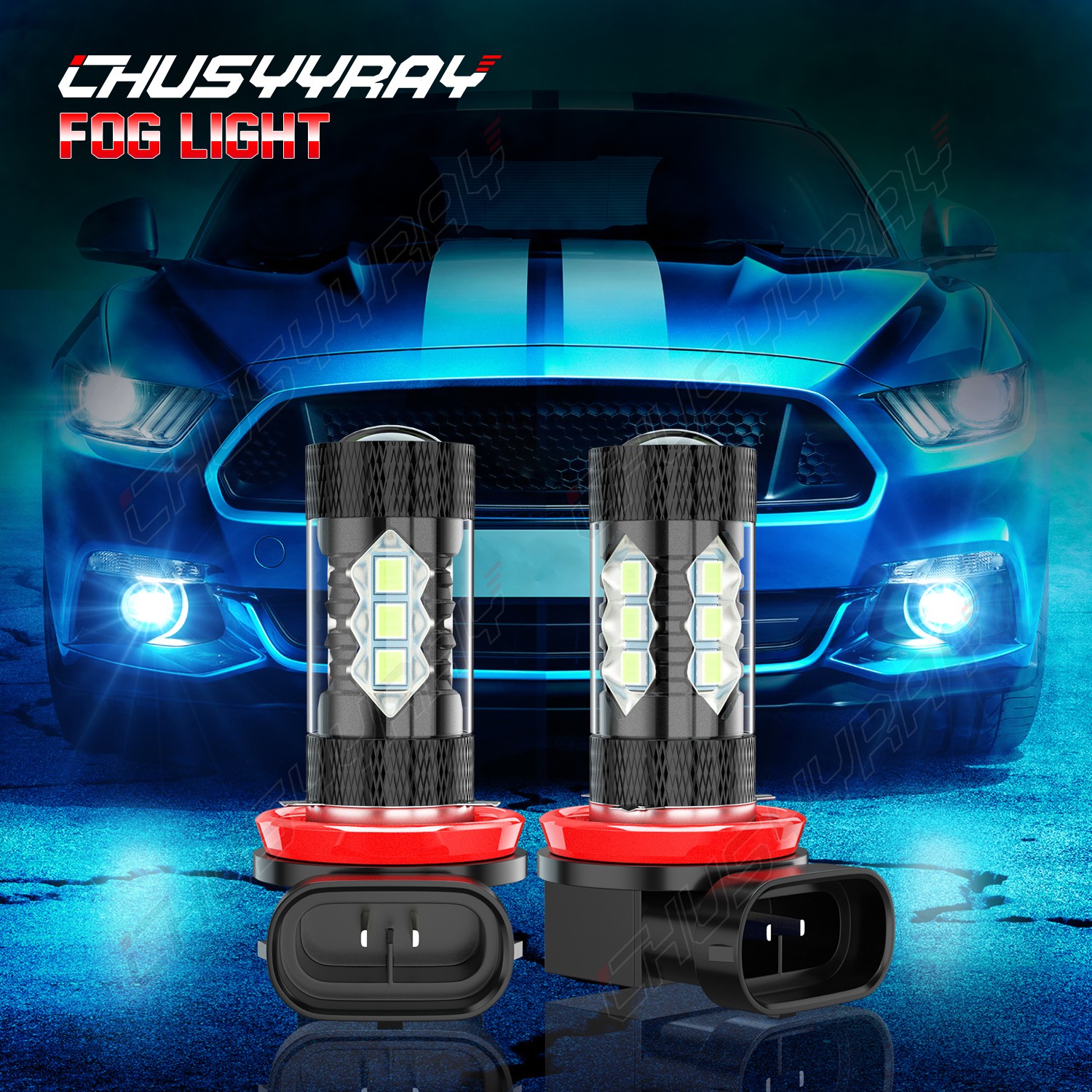 2pcs H11 H8 LED Fog / Driving Light Bulbs 8000K Blue For Jeep Renegade 2015-2021
