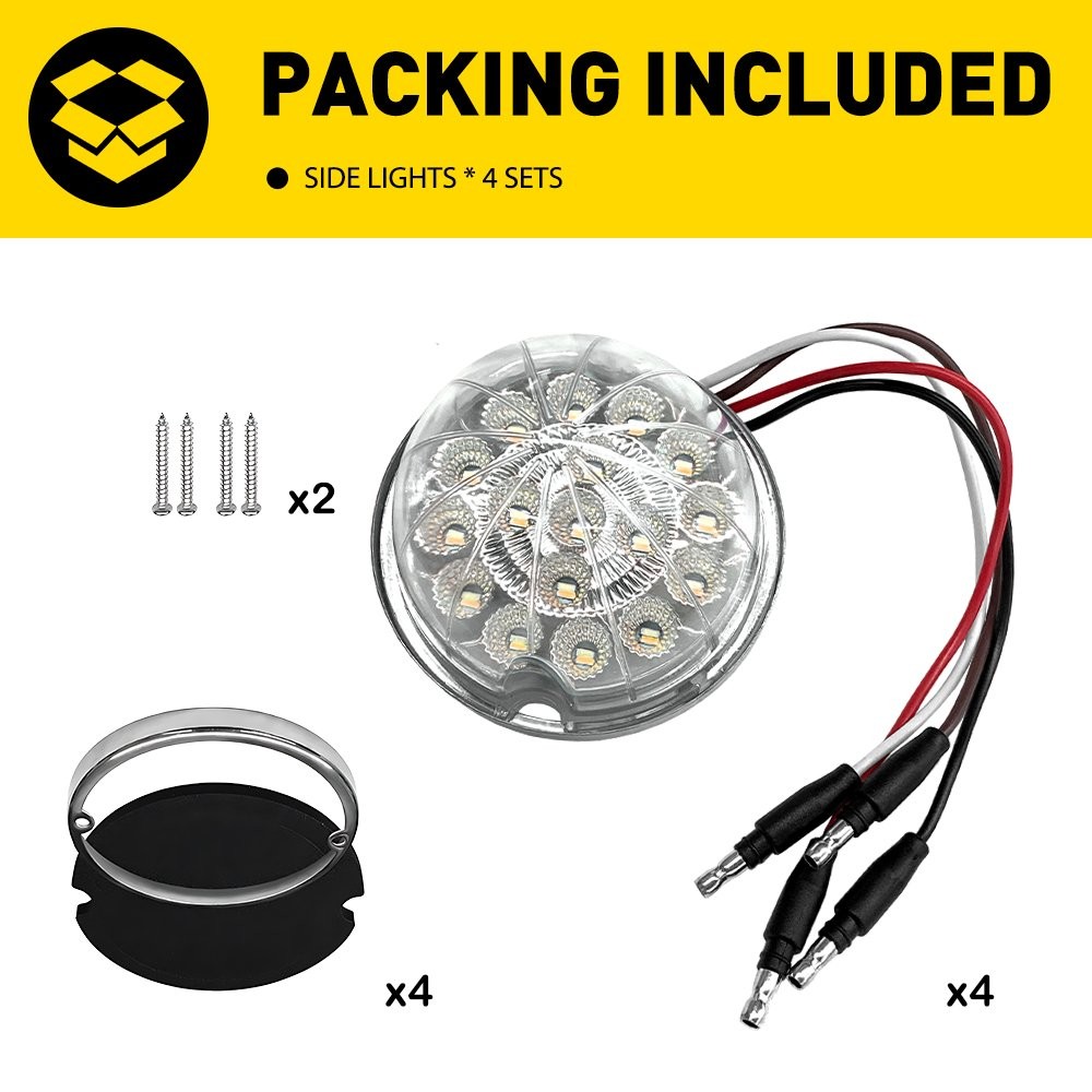 4-40x Amber&White LED Watermelon Light Side Marker Truck Trailer Turn Signal 12V