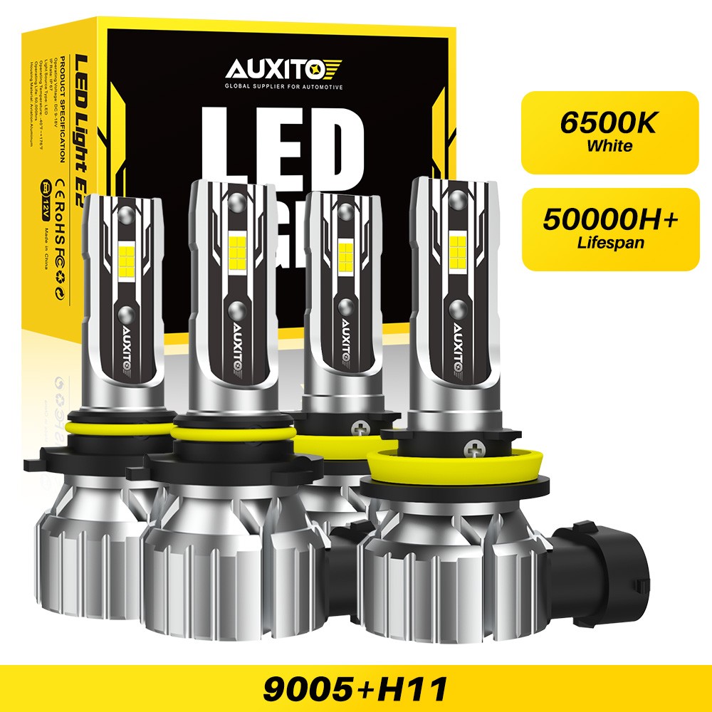 AUXITO 9005+H11 Kit Headlight LED Low High Super Beam 500% Bright 6500K White