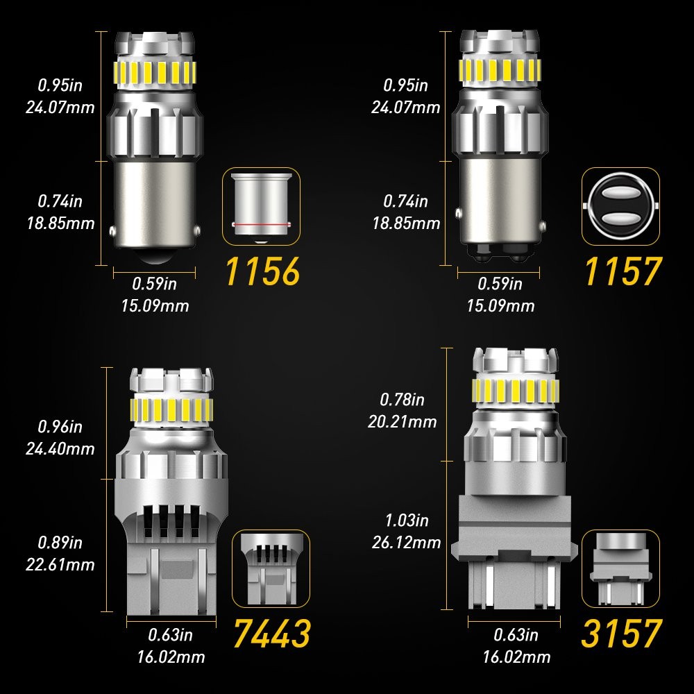 2-6pcs AUXITO 1157 1156 3157 3156 7443 LED Brake Tail Light Reverse Signal Bulbs