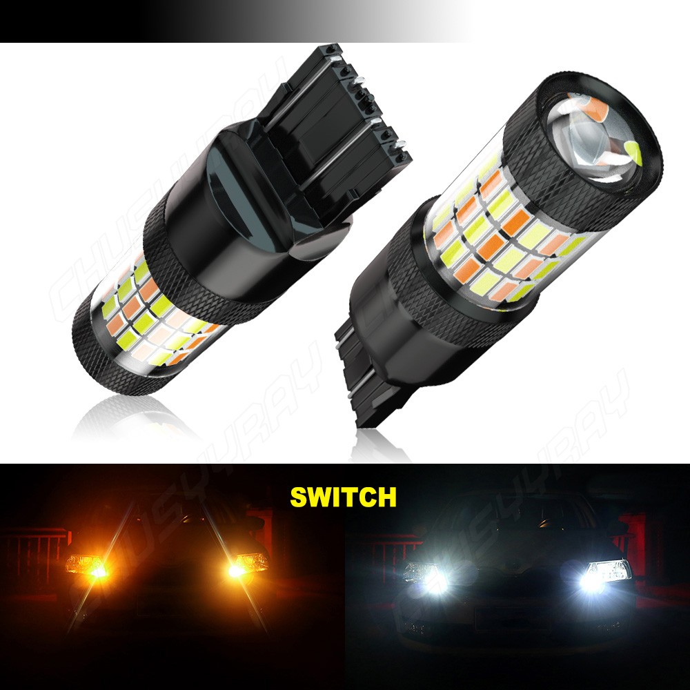 White/Amber High Power 16-SMD 7443 Switchback LED Bulbs For Turn Signal Lights