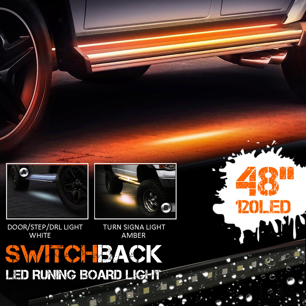 2X Amber Side LED Light Strips Running Board Marker Courtesy Step Lighting 48″