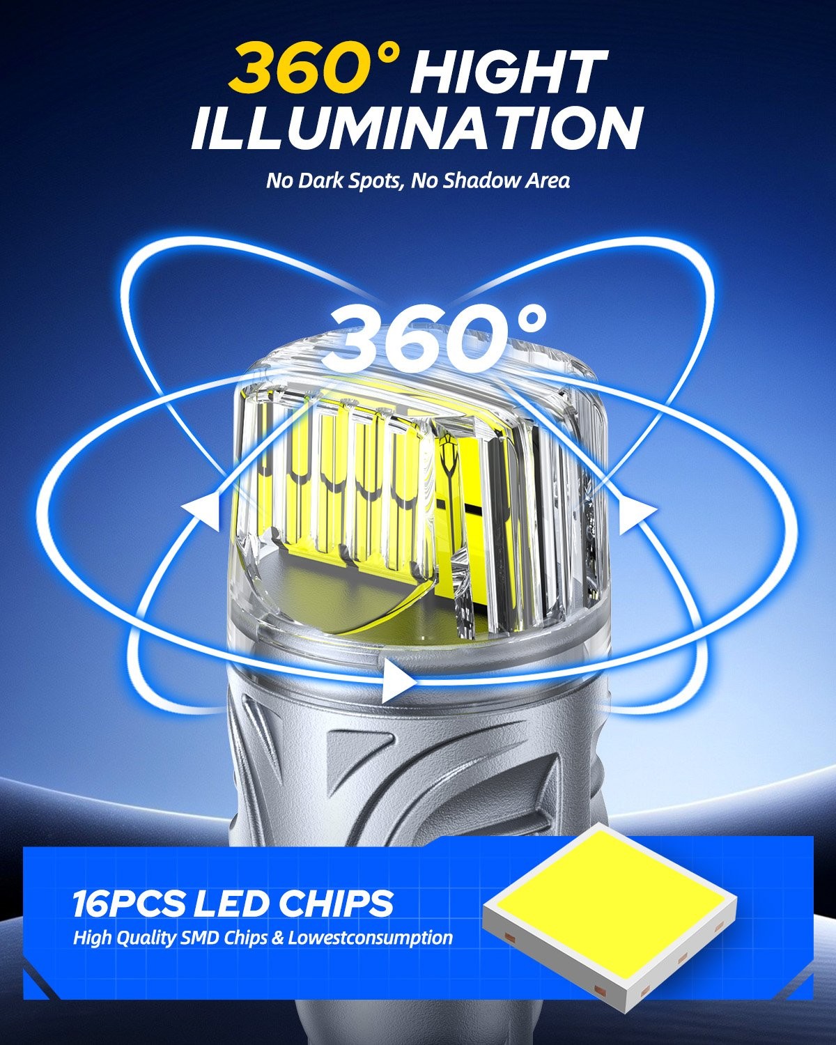 2-20 LED Reverse Tail Brake Light Bulbs T15 912 921 Bright White 16W Silver-Look