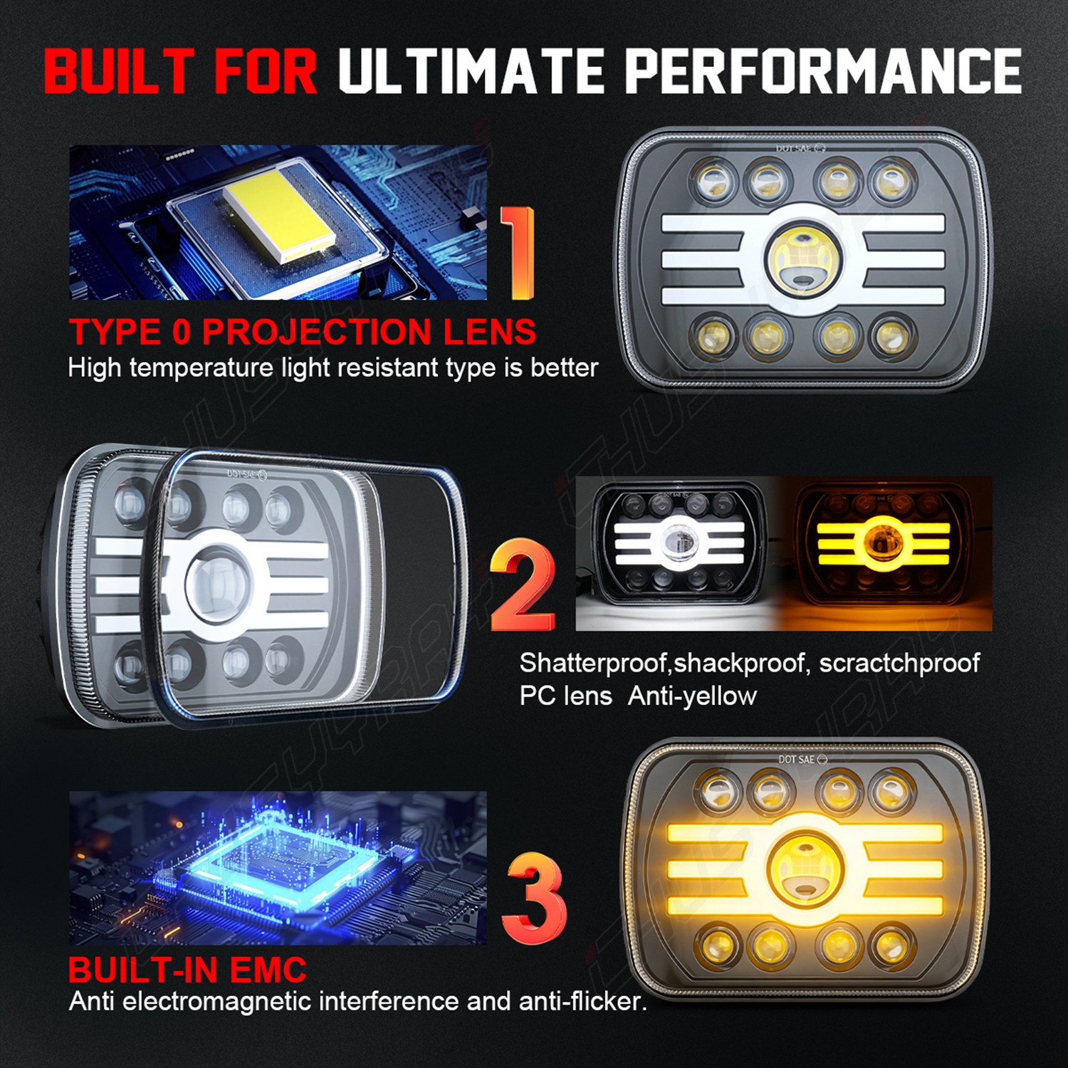 fit Chevrolet C10 C20 C30 K10 K20 K30 7×6 5×7″ inch LED Headlight High-Low Beam