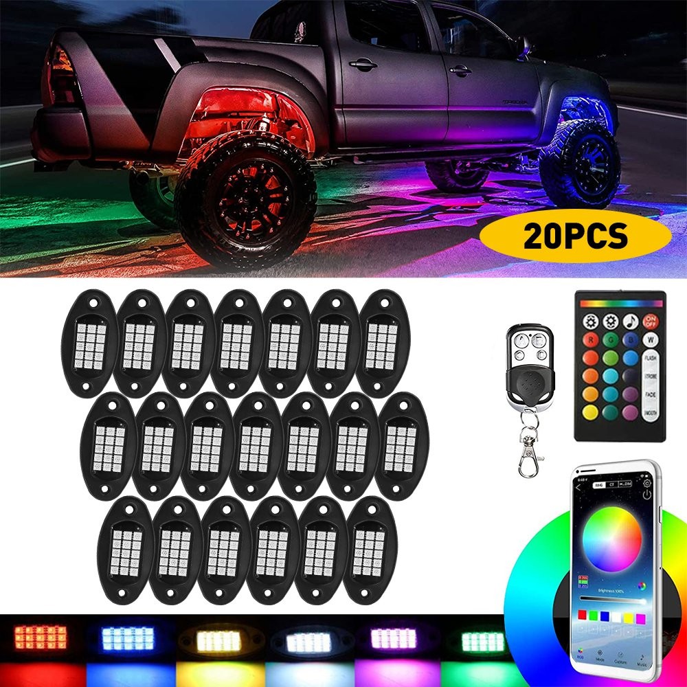 20x LED RGB Rock Light OffRoad License Plate Under Body courtesy Truck Bed Pods