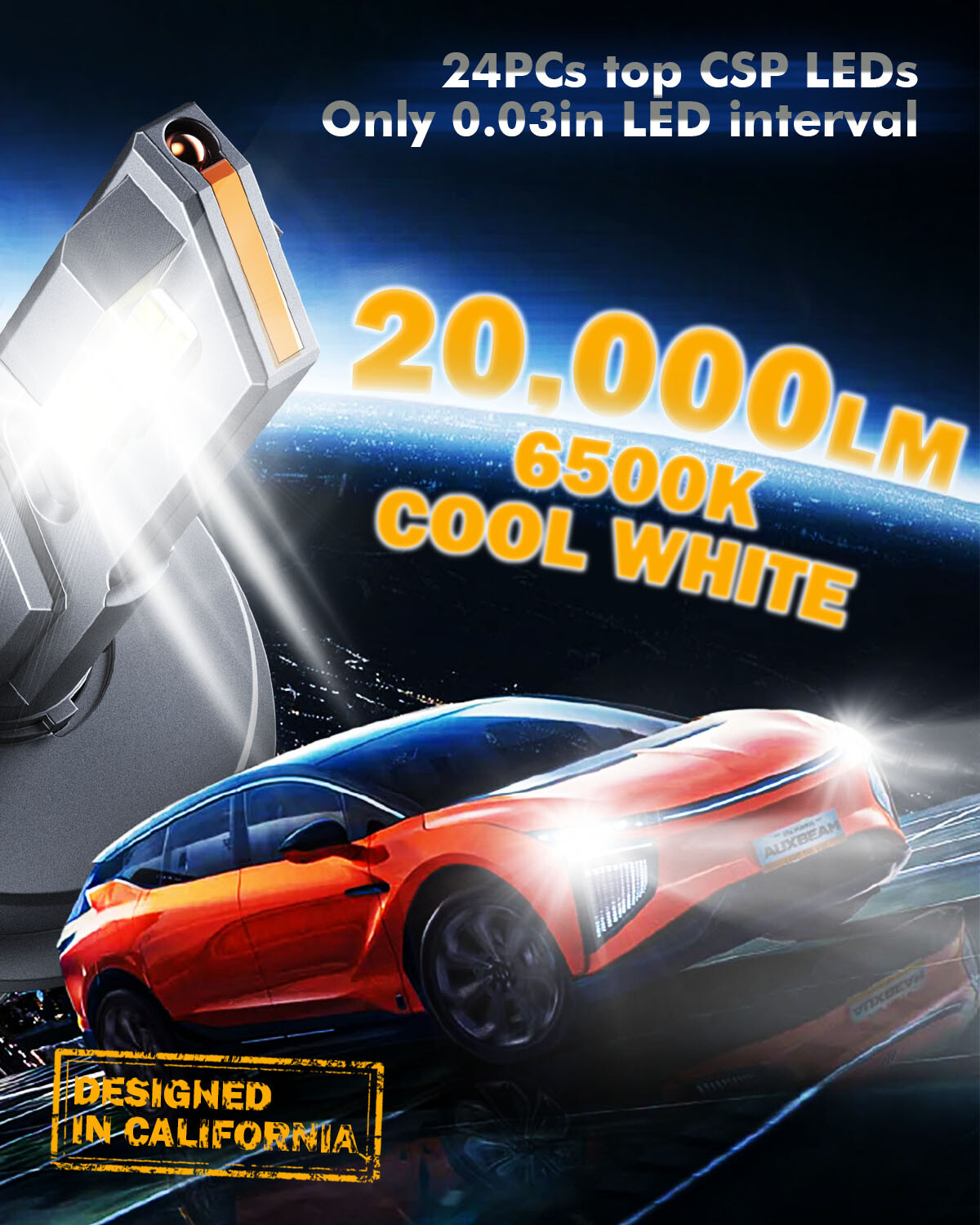 AUXBEAM H4 9003 HB2 Canbus LED Headlight Kit Bulbs Hi Low Beam Super White 6500K