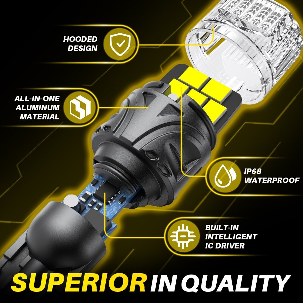 2-20 LED Reverse Tail Light Bulb T15 912 921 Bright White 6000K AUXITO Gray-Look