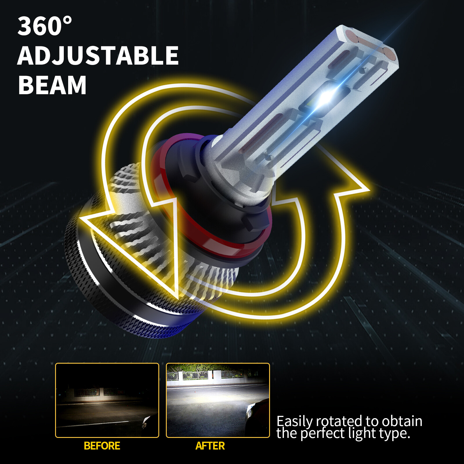 H8 H11 LED Headlight Bulb Conversion Kit High Low Beam White 140W with Ballast
