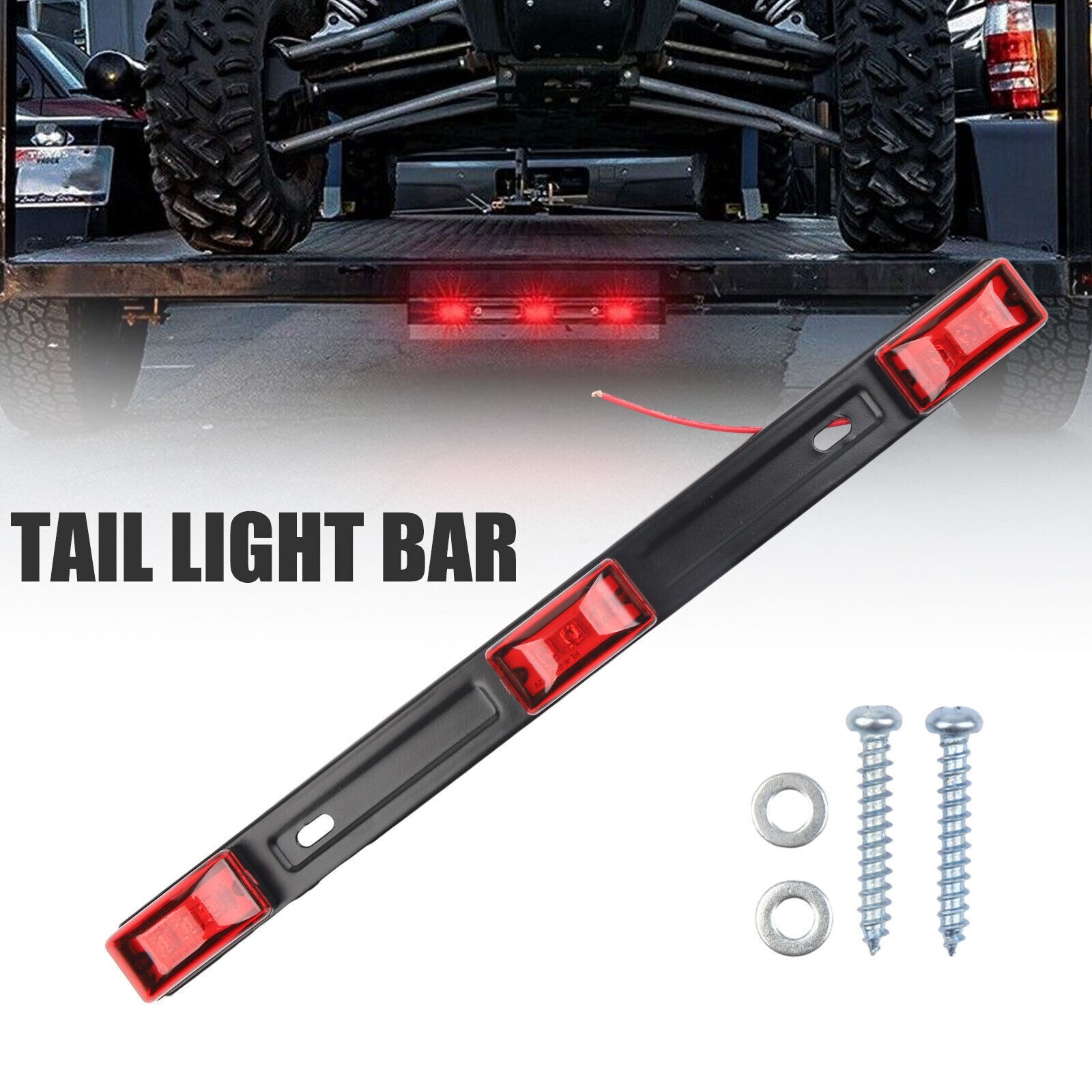 9 LED 3 Red Trailer Light Bar 12V Clearance Marker ID Truck Rear Tail Lightbar