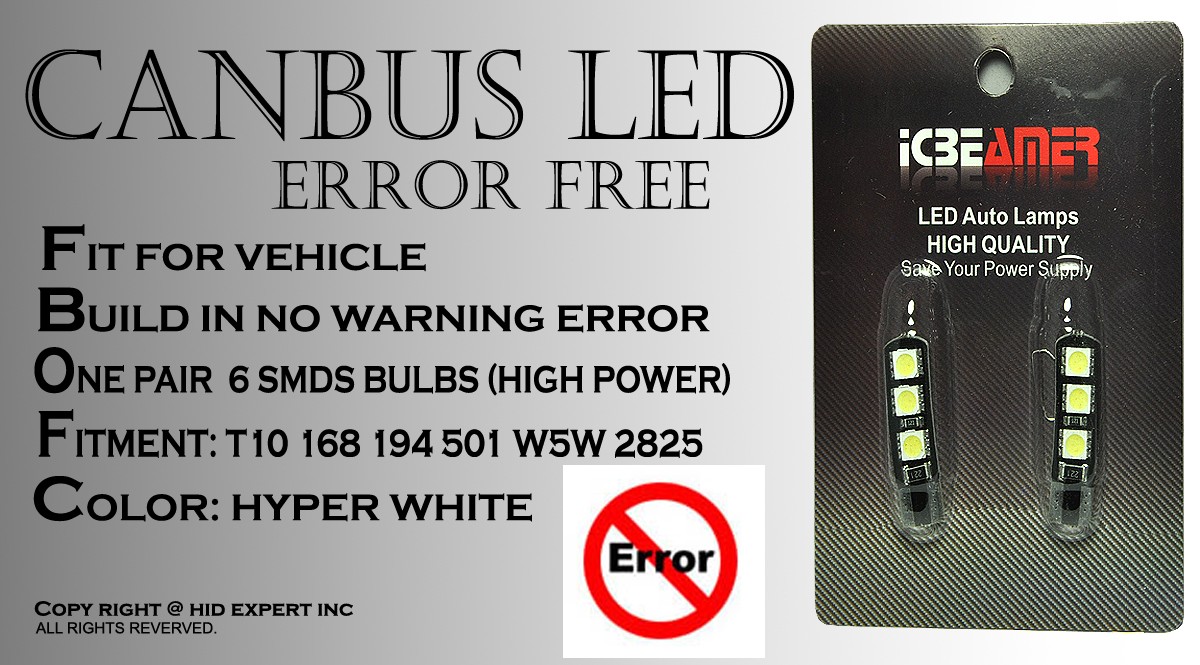 4pc T10 Canbus Samsung 6 LED Chip White Plugin Front Side Marker Light Bulb R348