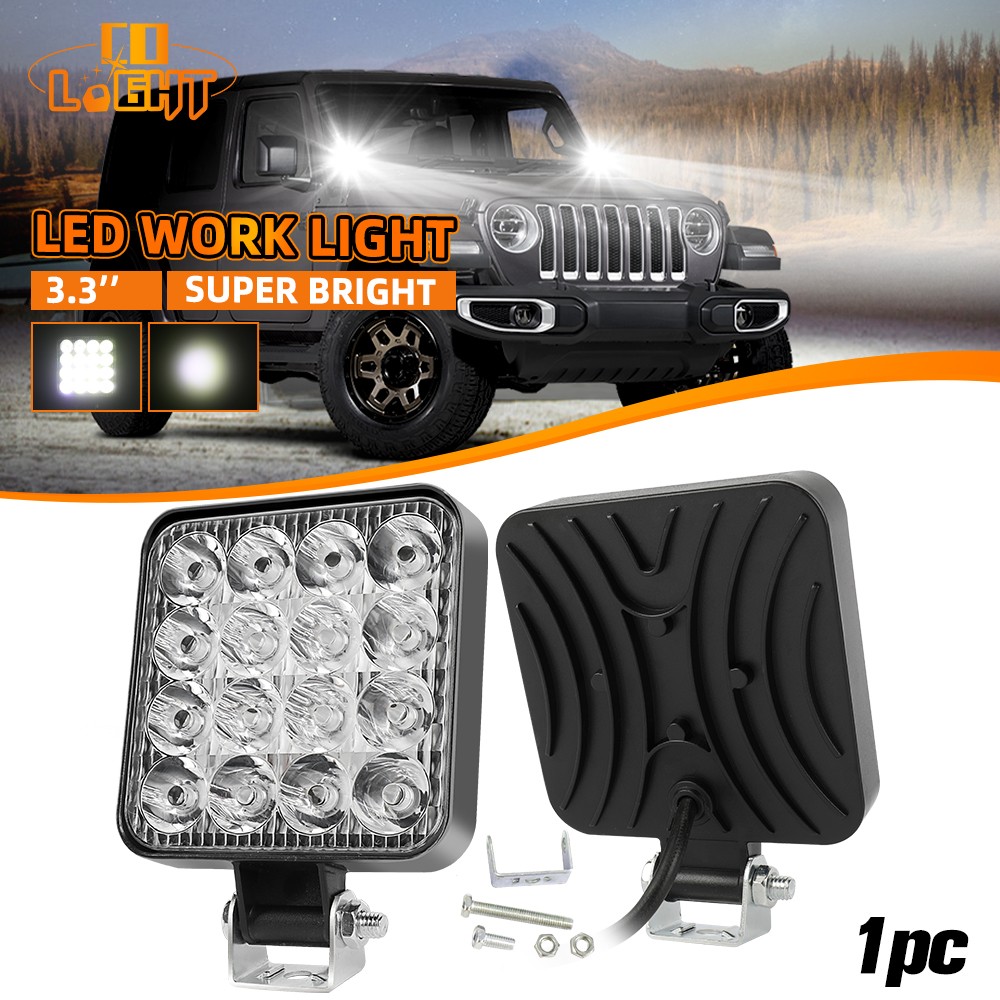 3.3″INCH 48W LED Work Light Truck OffRoad Tractor Flood Light 12V Square Light