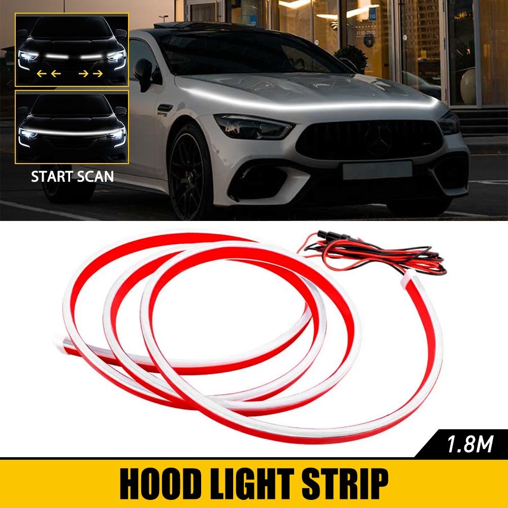 Fit SUV Truck Van Jeep 71“ Scan Start Up Dynamic Car LED Hood Strip Light DRL
