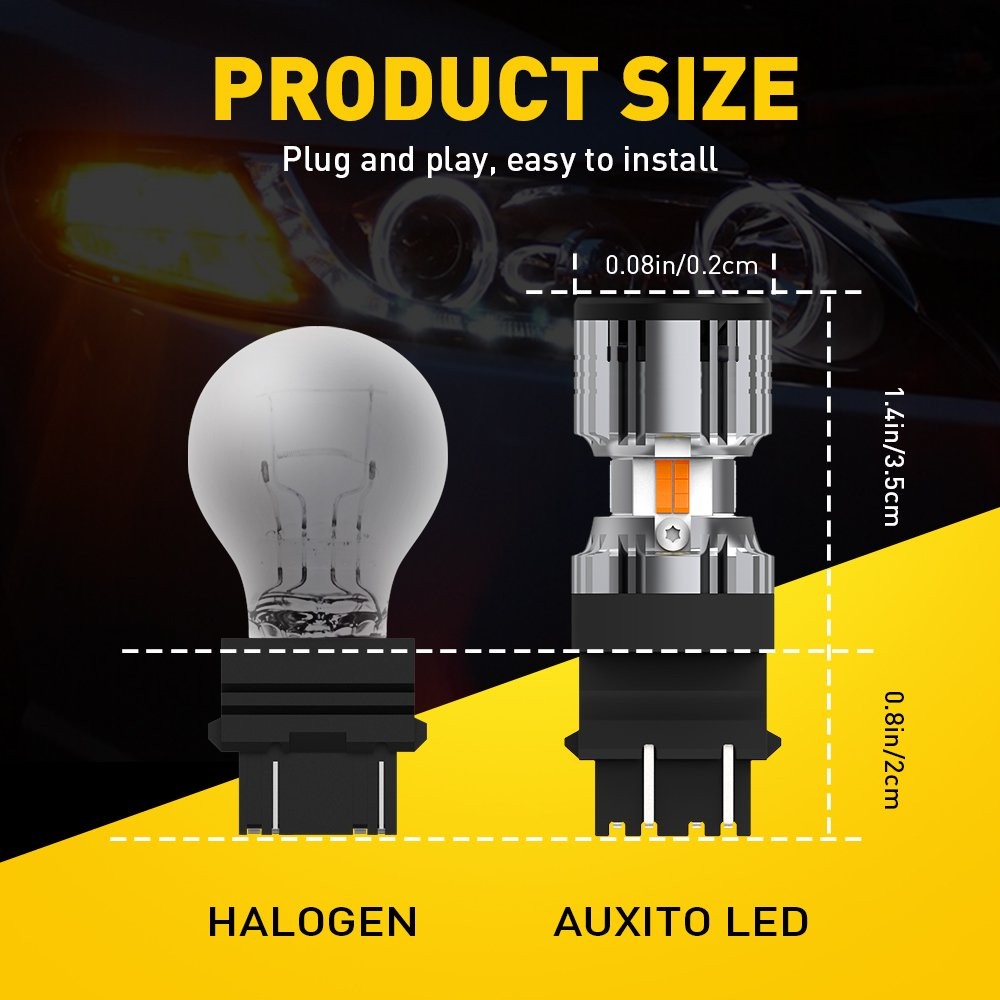 3157 LED DRL White / Amber Switchback Turn Signal Parking Light Bulb 6000K 3000K