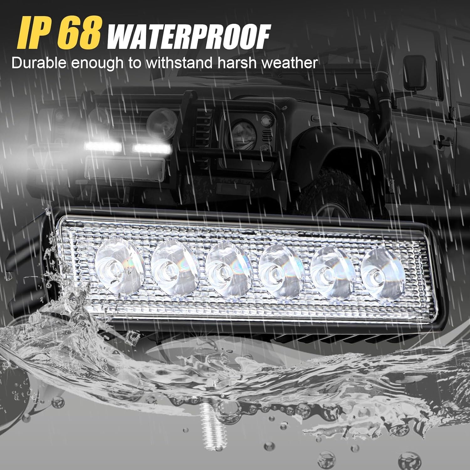 LED Work Lights 6 Inch 48W 12V Driving Strip Flood Beam light Bar SUV Offroad