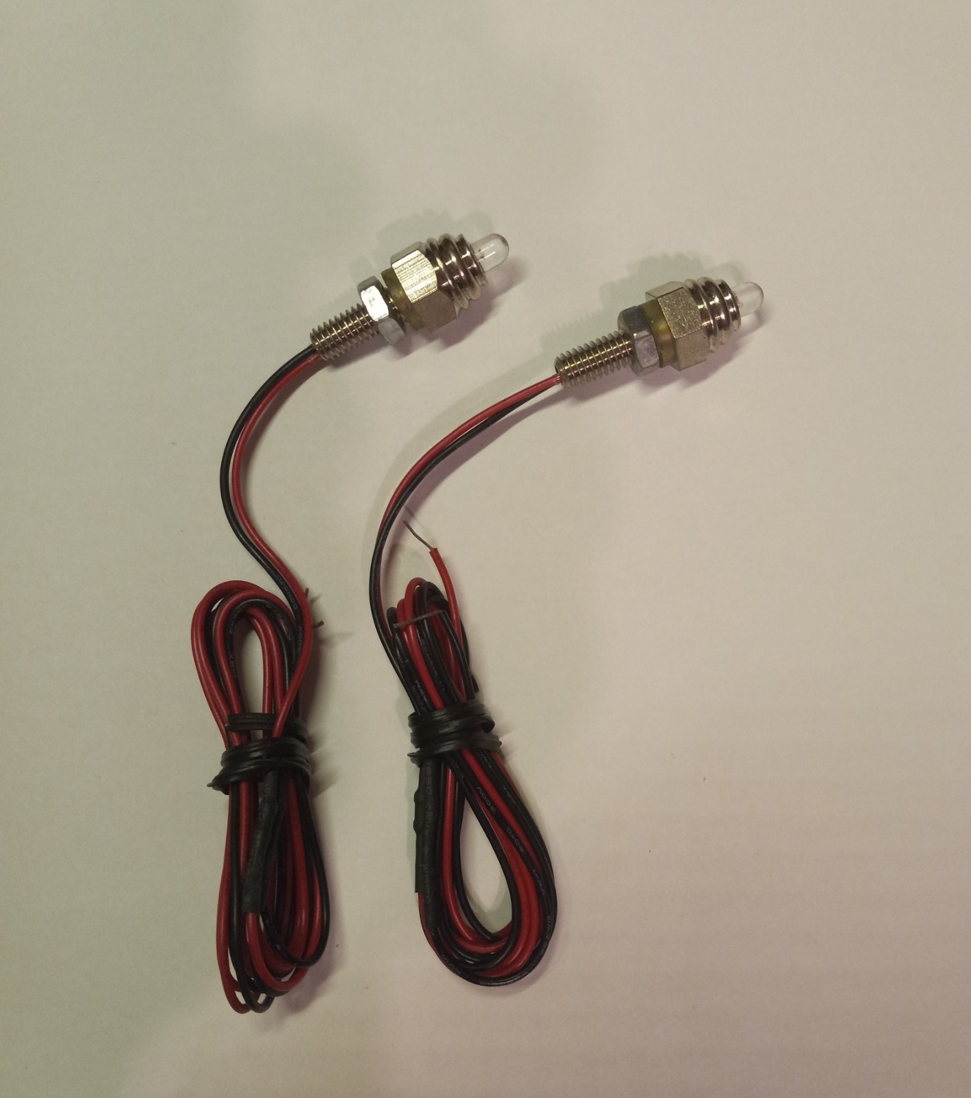 White LED Light Bolts, Chrome Housing, 12V DC, Pair – FREE Shipping