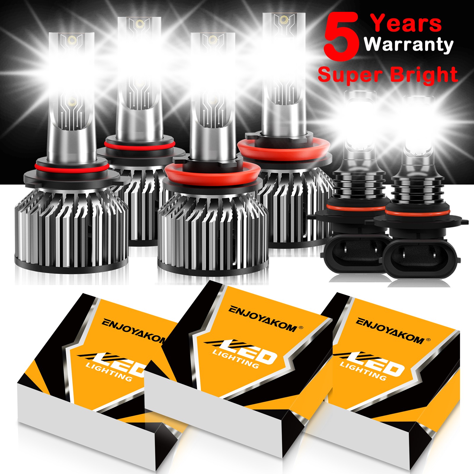 For Ford F-150 2015-2020 6500K Front LED Headlights Hi/Lo Beam + Fog Light Bulbs