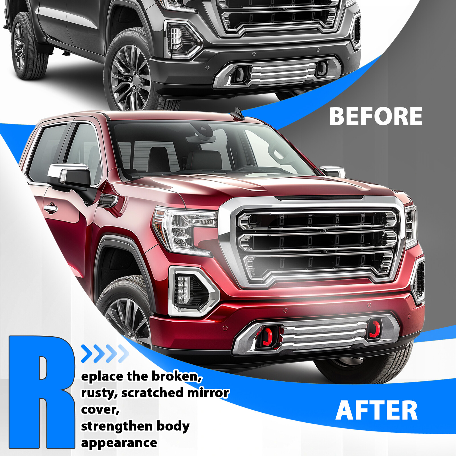Fog Lights Lamp LED W/Chrome Bezels For GMC Sierra 1500 Denali 2019-2022