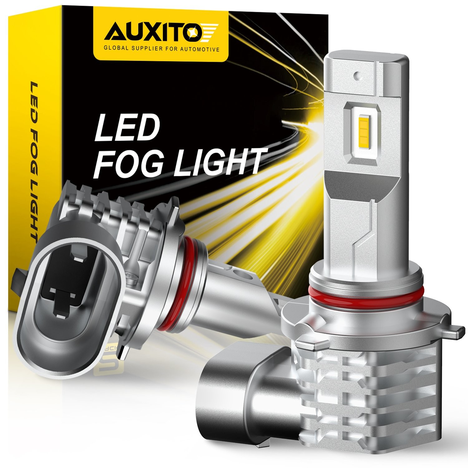2 Pack AUXITO H10 9140 9145 LED Foglight Bulbs 3000K Amber 1:1 Size Super Bright