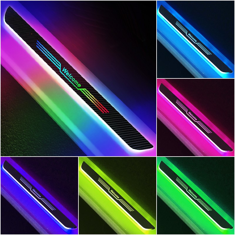 4xUniversal LED RGB Flowing Pedal Light Door Sill Pathway Welcome Scuff Light