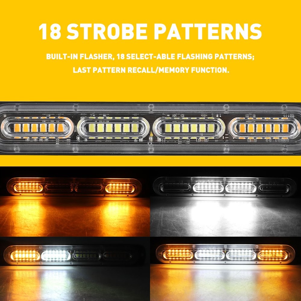 24LED Amber/White Lamp Warning Flash Beacon Light Strobe Bar For BANSHEE YAMAHA