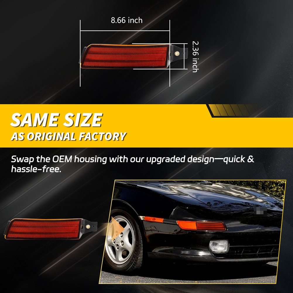 2X Amber Dynamic LED Parking Turn Signal Lights For 91-95 Toyota MR-2 MR2 SW20