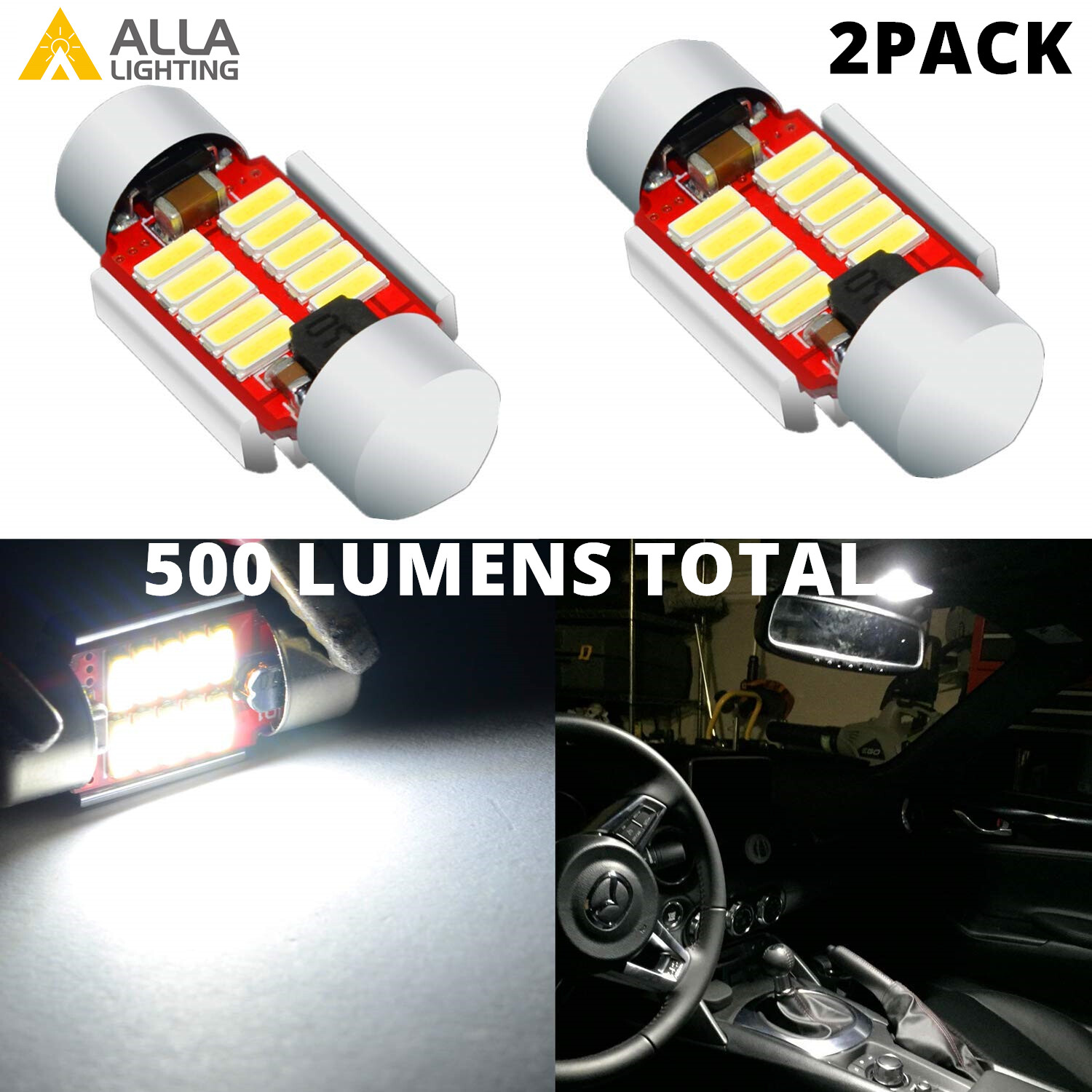 LED White Interior 3rd Row Dome Light Bulbs for AllNew Hybrid 2021 Toyota Sienna