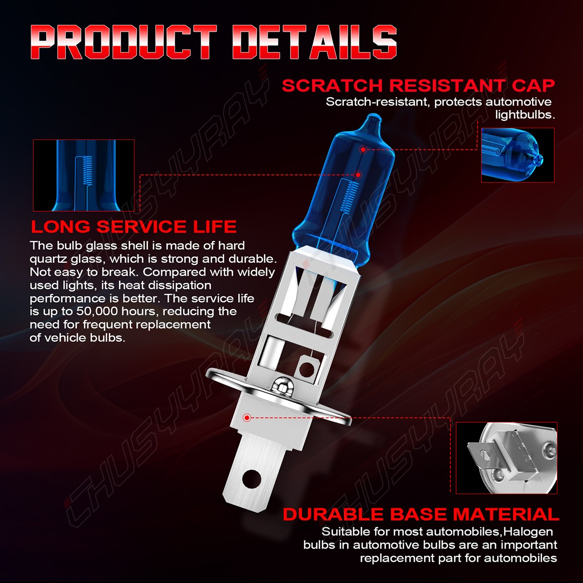 H1 Halogen Headlight Bulb Conversion Kit High Low Beam Lamp 6000K Super White
