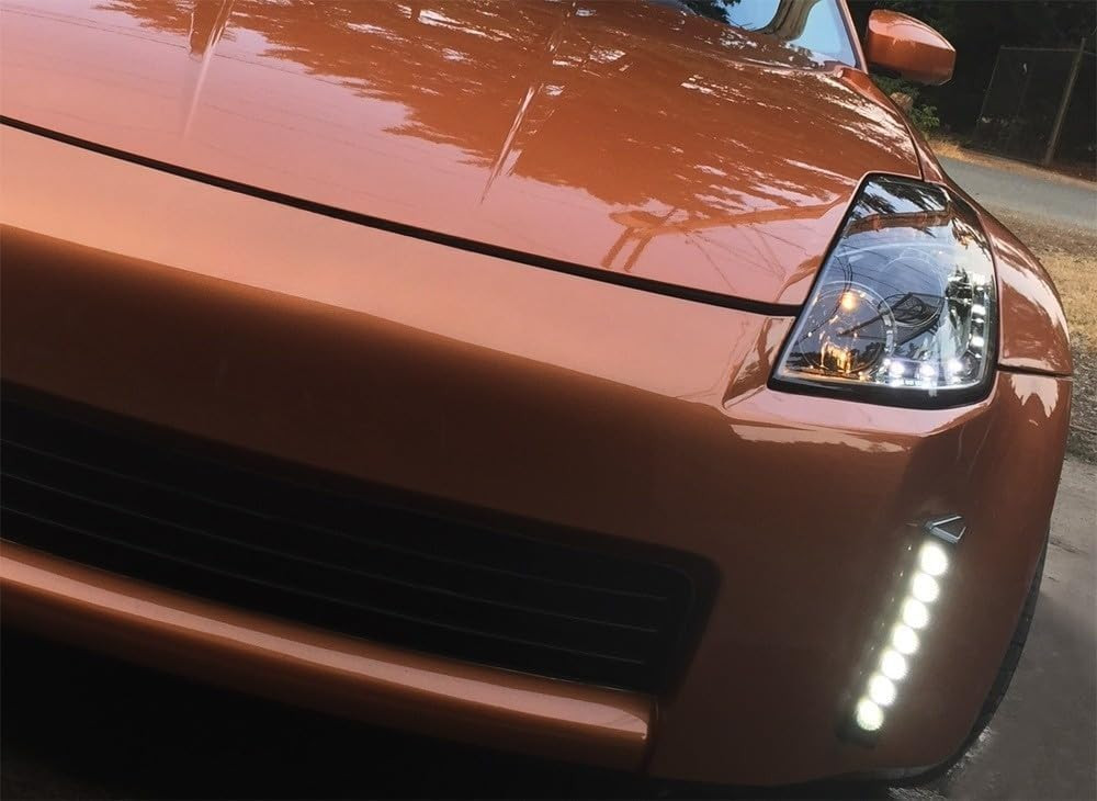 For 2003 2004 2005 Nissan 350Z LED DRL Gray Lens Fog Lights Lamps w/wiring