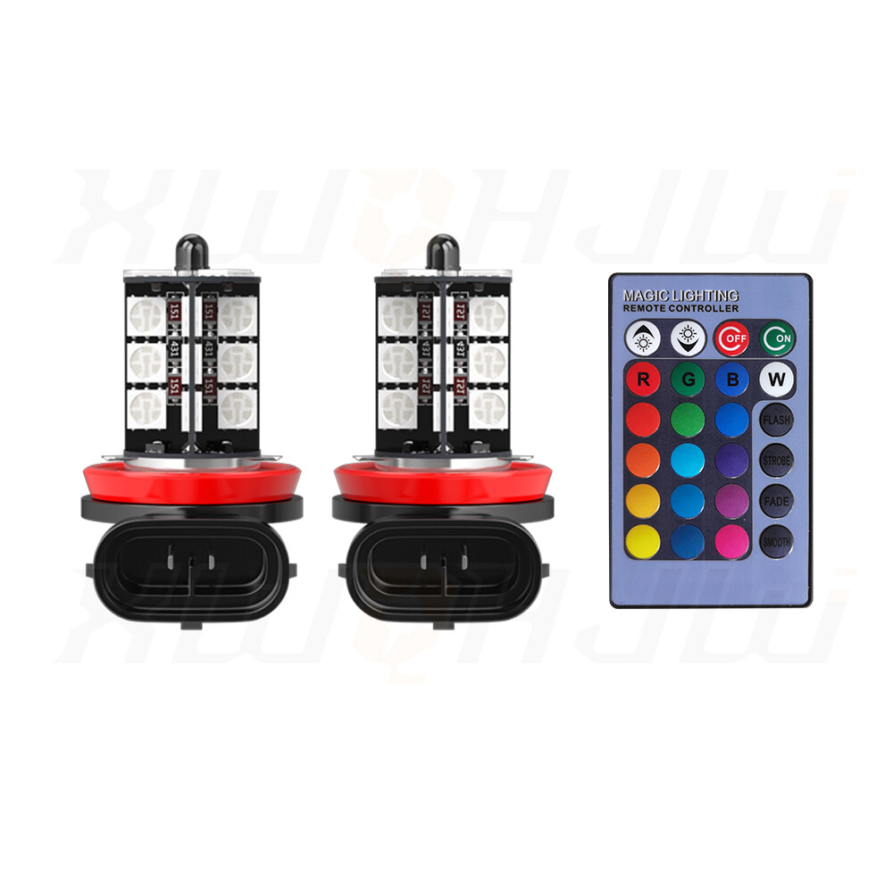 For Honda Accord 2006-2015 Wireless RGB H8 H11 5050 27SMD LED Fog Light 16 Color