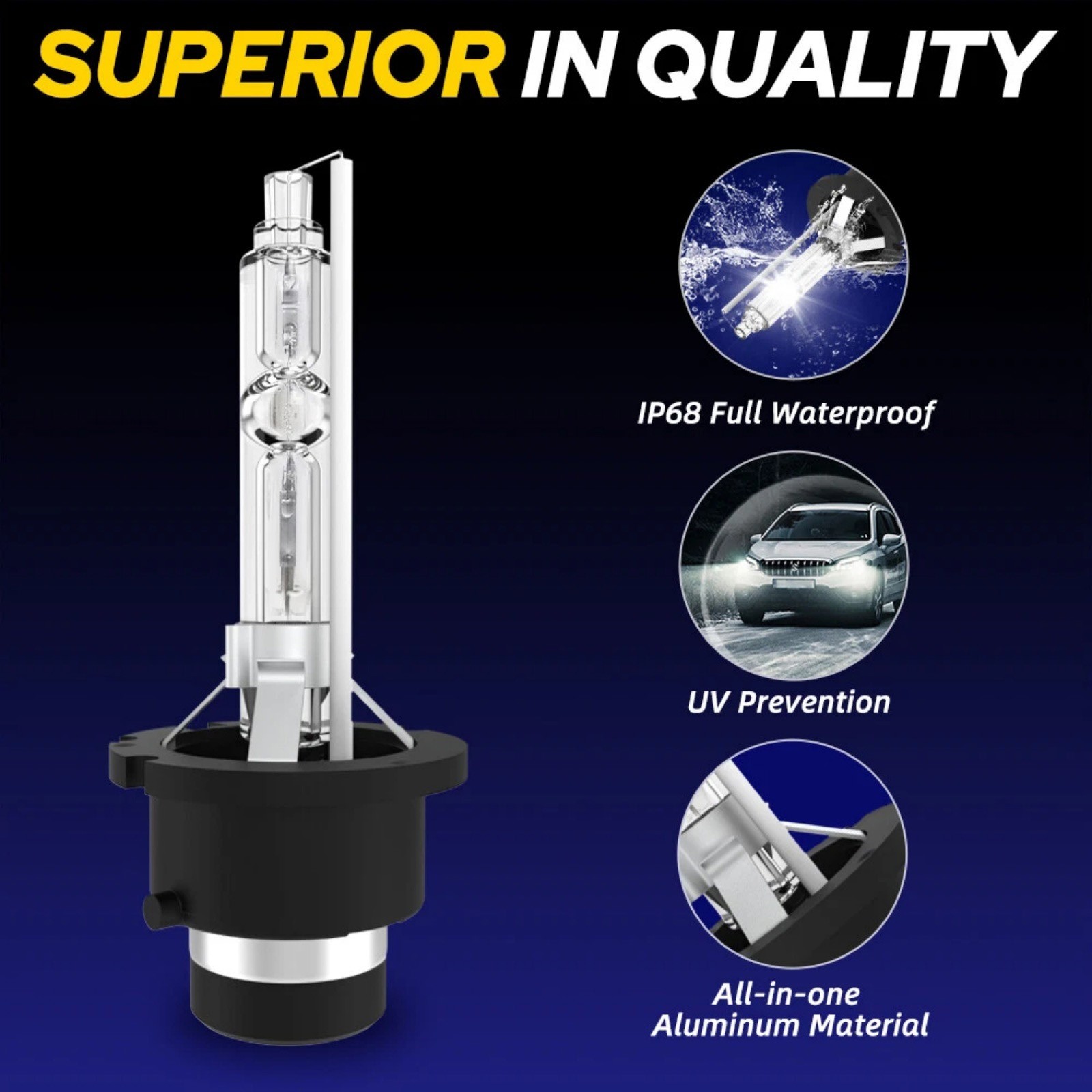 2X D2S D2R D2C HID Headlight Bulb Xenon Replacement Super White Conversion Kit