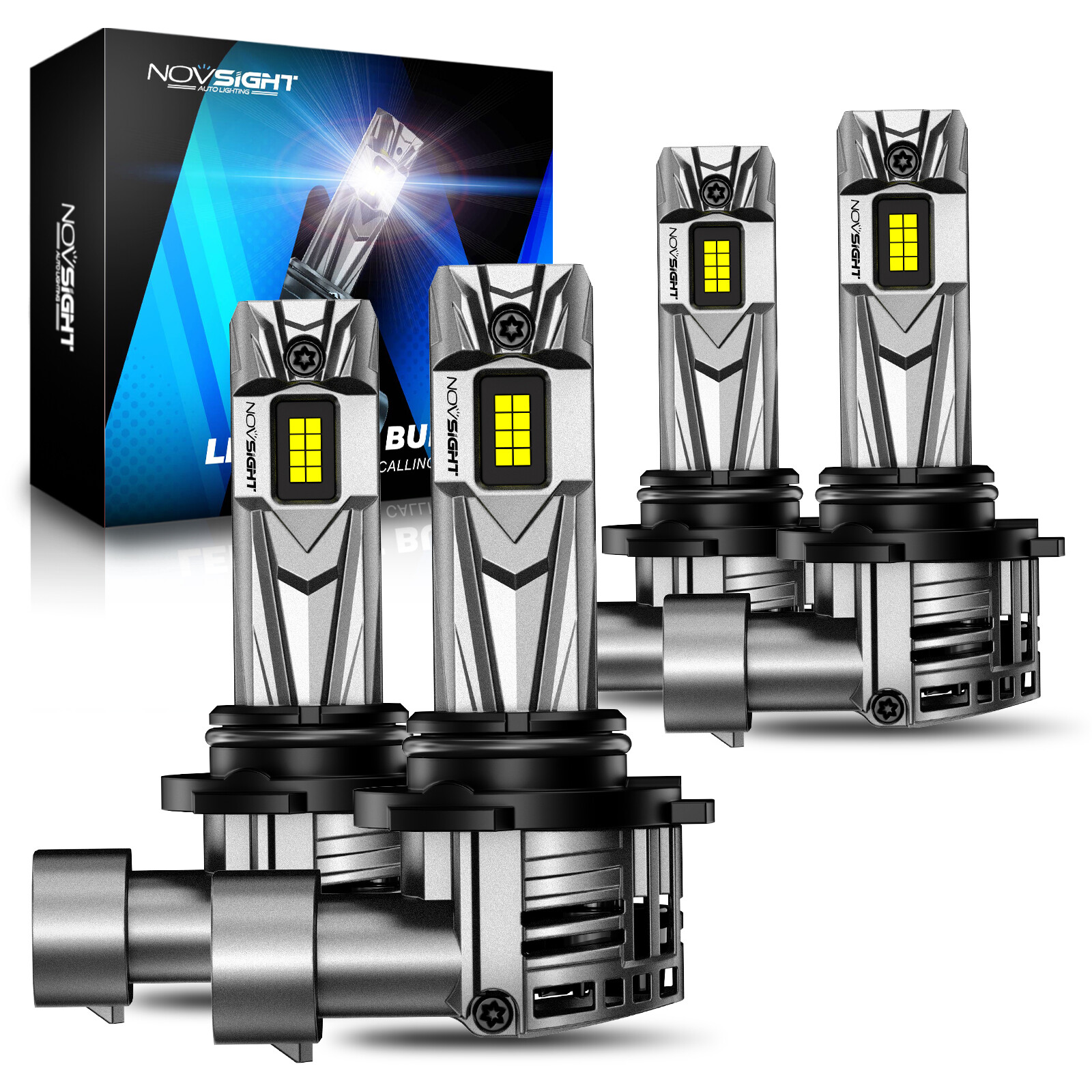 NOVSIGHT 9005 9006 LED Headlight Bulbs HB3 HB4 White Lamp 18000LM 6500K Combo 4