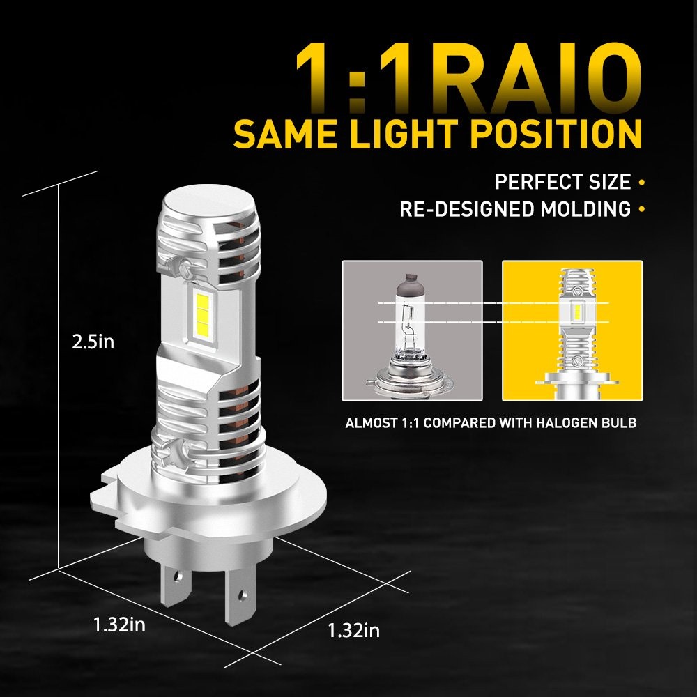 2-100PC H7 LED Headlight Bulb Kit High/Low Beam 40000LM 6000K Cool White Q10 EAH