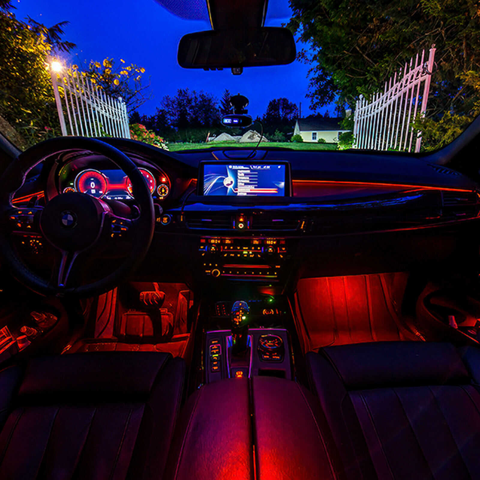 RGB 8 in 1 Interior Car LED Strip Lights Car Neon Accent Lighting Kit
