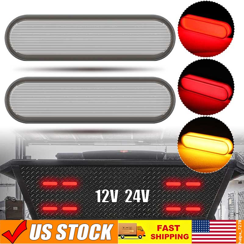 2X Trailer Truck 4″ LED Turn Signal Flowing Brake Tail Light Stop DRL Motorcycle