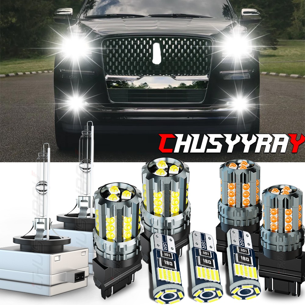 6000K Headlight & 3000K Amber Turn Signal Bulbs for Lincoln Navigator 2007-2014