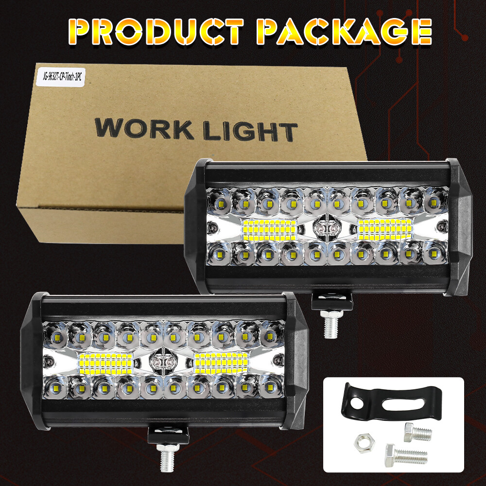 10PCS 7″Inch LED Work Light Bar Flood Pod Driving Off-Road Tractor 4WD 12V 1200W