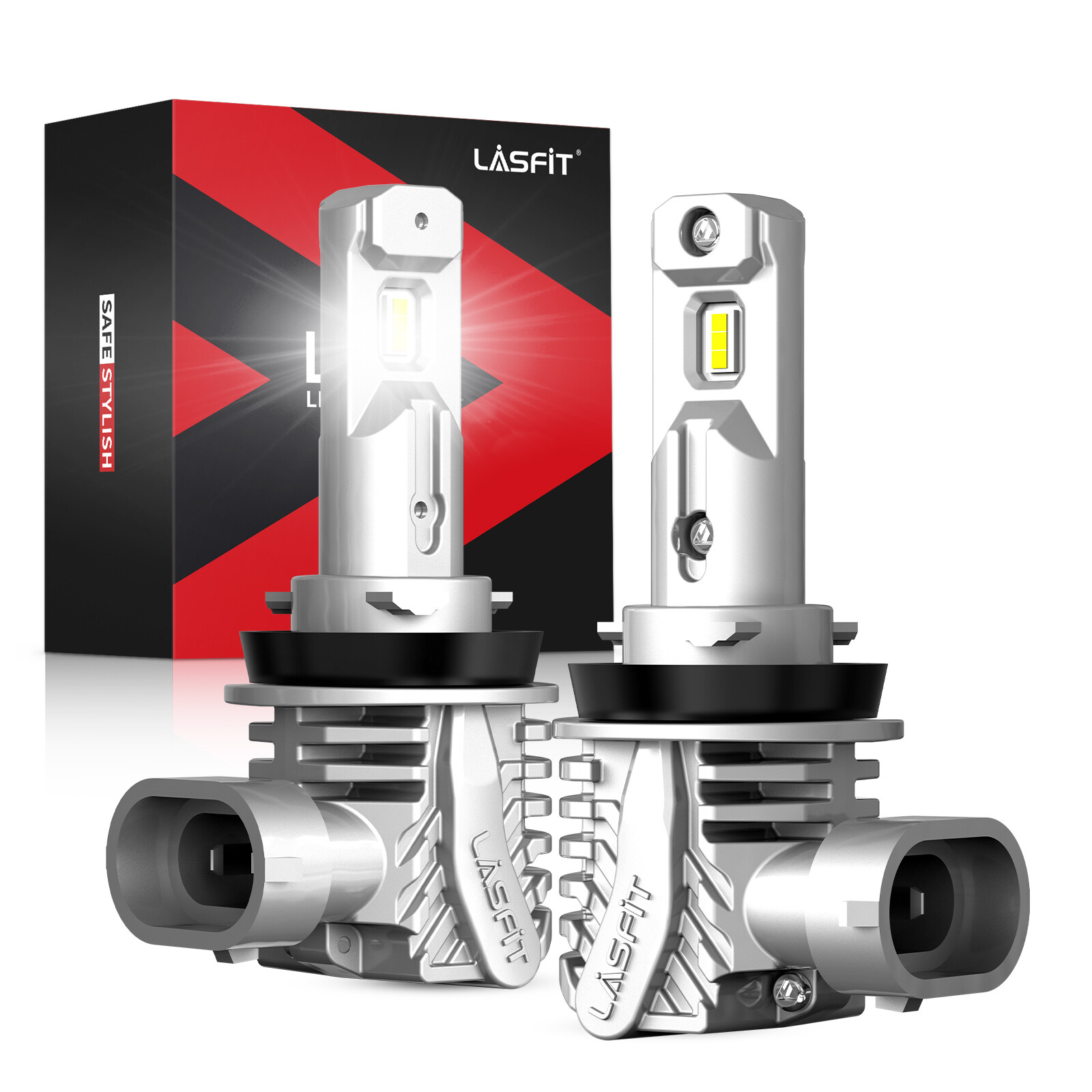 LASFIT H16 H8 LED Fog Light Bulbs Fanless Super Bright White 6000K 4000LM 40W