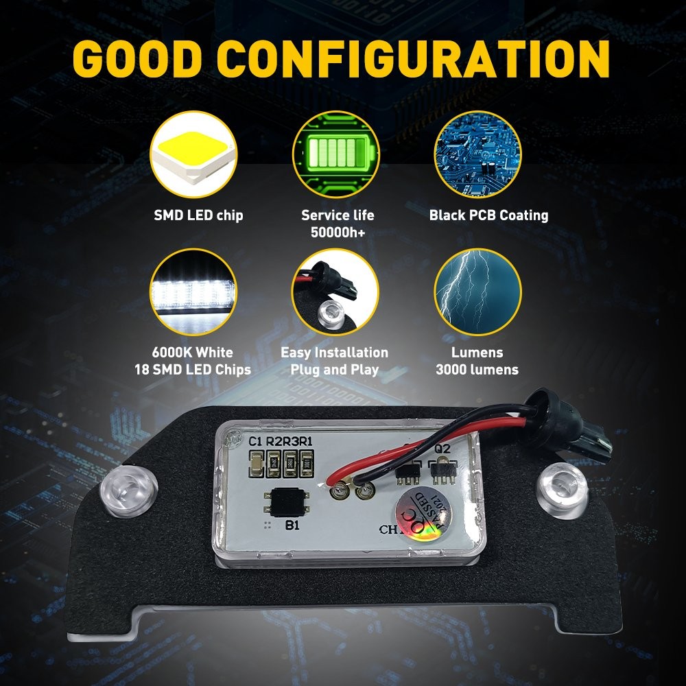 For Dodge Bright White 18-LED License Light Plate 6000K Bright Super Accessories